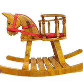 Wooden Rocking Horse With Side Support Baby Protection - Red Belt seat (No cash on Delivery)